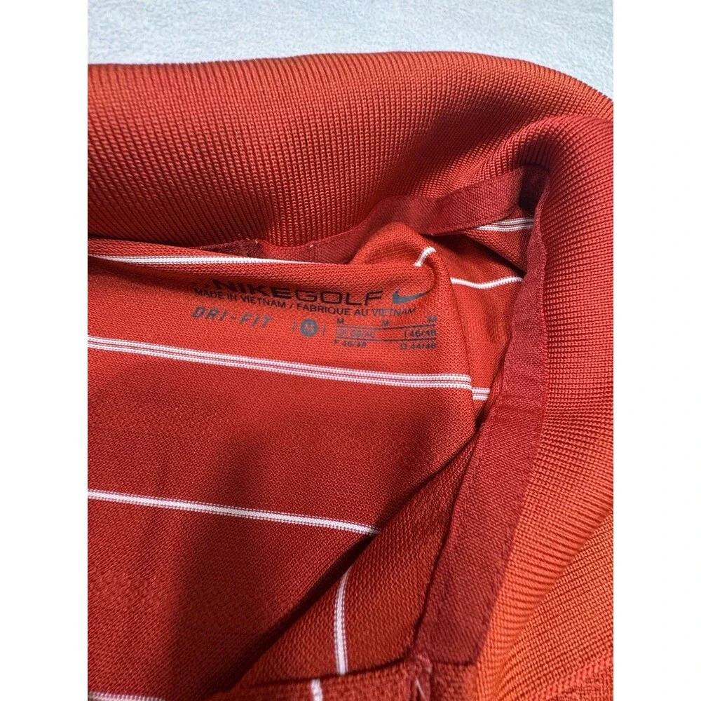 Nike Golf Polo‎ Shirt Mens Size Medium Performance Dri-Fit Polyester Red Stripe